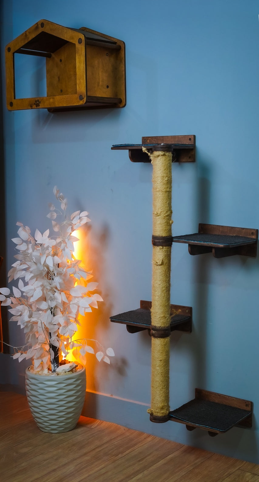 Cat Tower, Cat wall furniture set, Cat wall house,  Cat wall furniture, Wooden Cat tree for wall