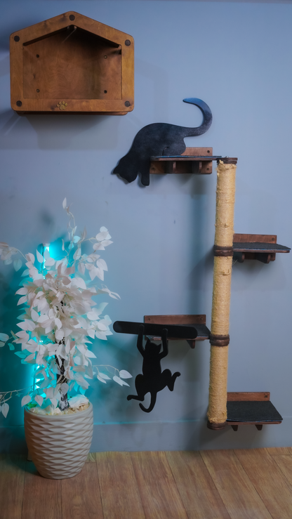 Cat Tower, Cat wall furniture set, Cat wall house,  Cat wall furniture, Wooden Cat tree for wall