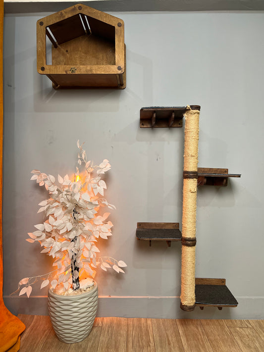Cat Tower, Cat wall furniture set, Cat wall house, Cat wall furniture, Wooden Cat tree for wall