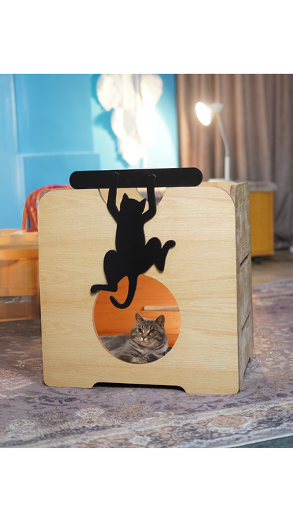 Two-levels wood CAT Bed, Suitable for lovely cats love to hide