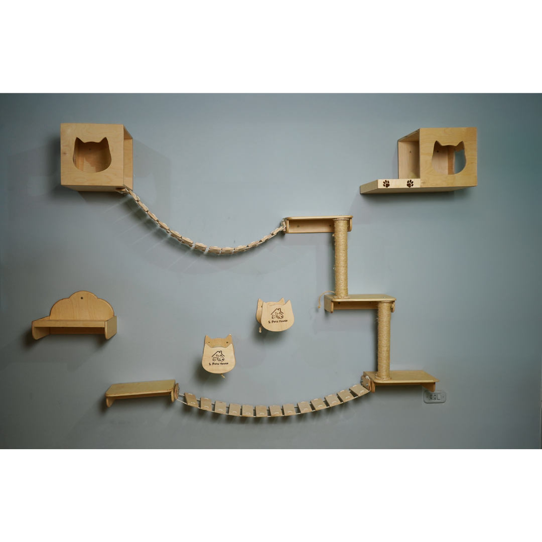 CAT climbing wall , CAT wall shelves, Cat Playground including stairs