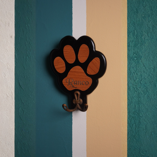 Wood holder for DOG leash Customized With Dog Name