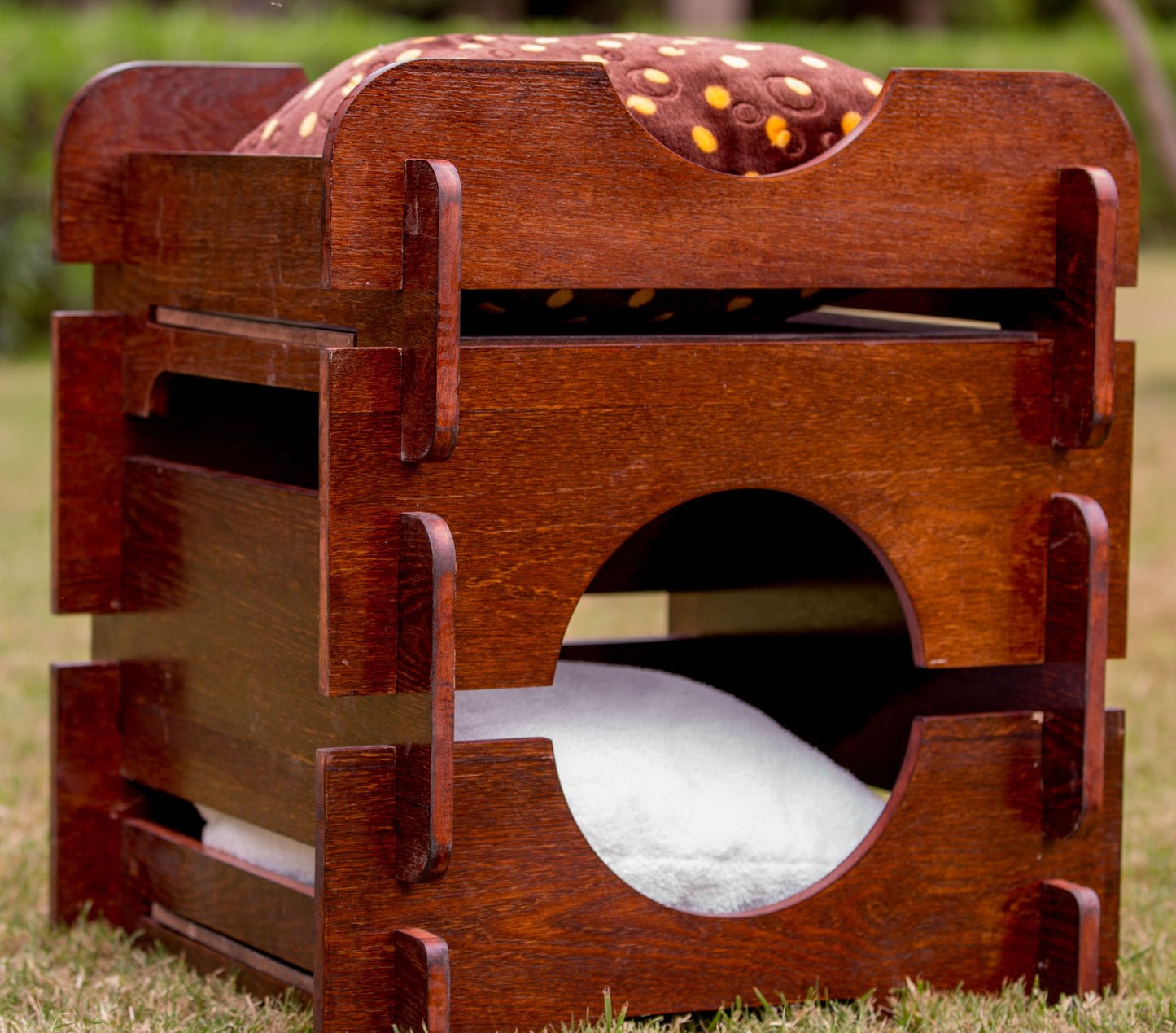 Interlocking Two-Levels Bed for Playful CAT, Easy to Disassemble and Install